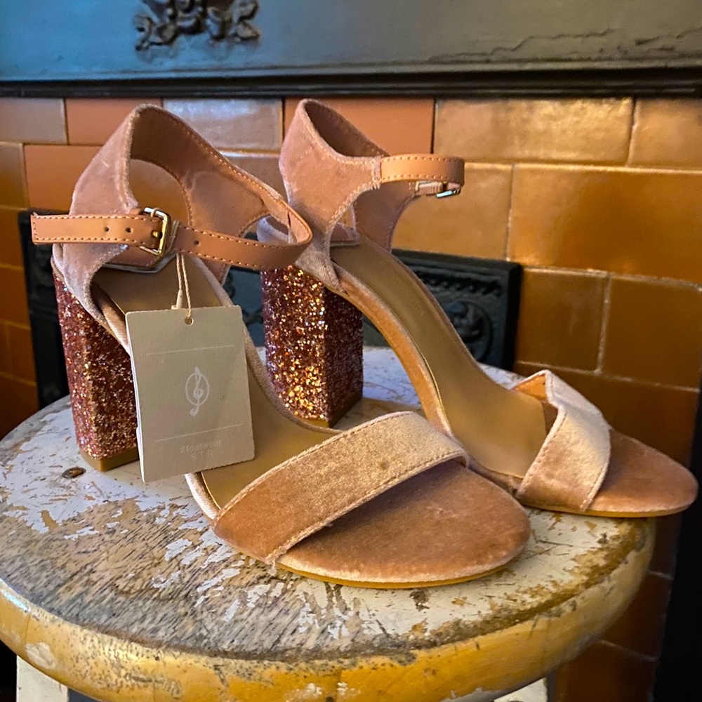 Pink Velvet & Sequin Sandal